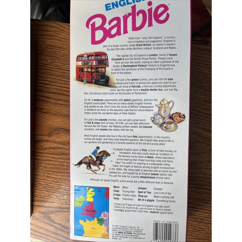 Vintage 1991 Rare Mattel "Dolls Of The World Collection" English Barbie #7376 - Picture 4 of 5